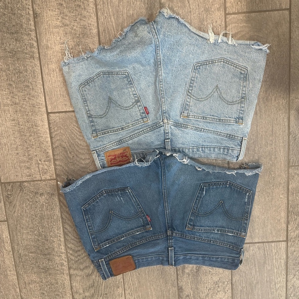 Denim Cutoff Shorts Set